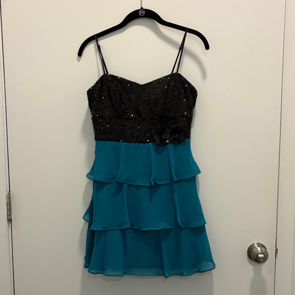 B Darlin Sequined Ruffled Mini Dress